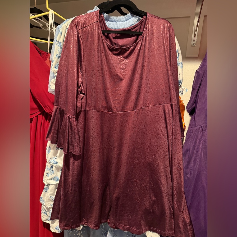 Chic Burgundy Long Sleeve Dress